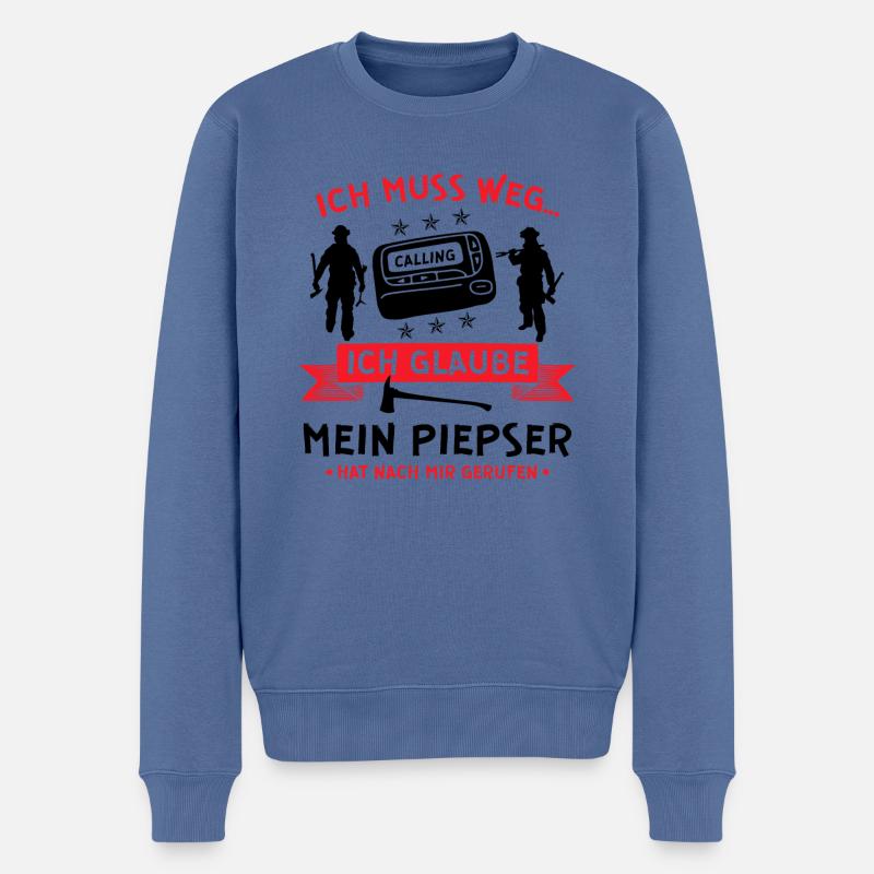 Freiwillige Feuerwehr Piepser Feuerwehrmann Spruch - Männer Premium Bio Pullover - Taubenblau