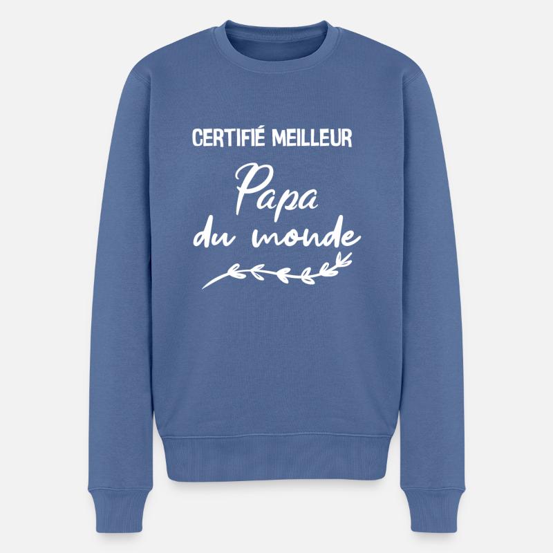 certifié meilleur papa - Pull Premium bio Homme - bleu pigeon