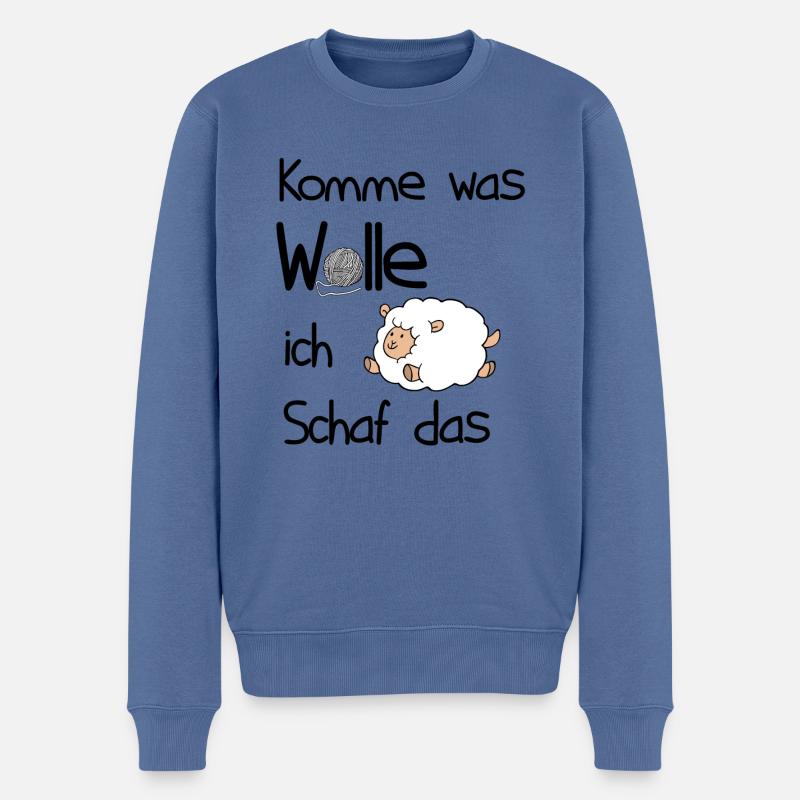 Stricken Damen Tshirt Schäfchen Geschenkidee - Männer Premium Bio Pullover - Taubenblau