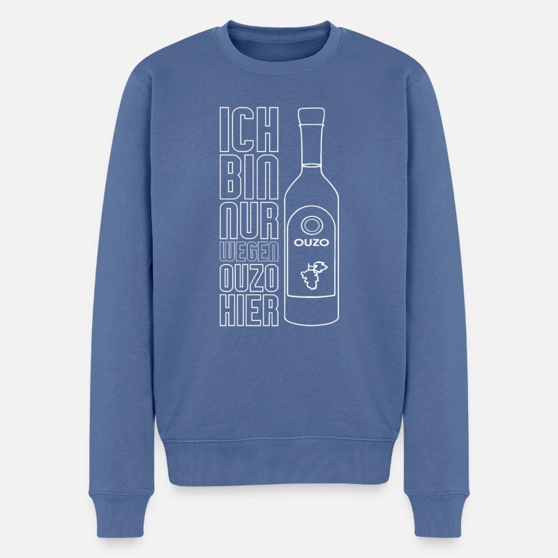Ouzo Alkohol - Männer Premium Bio Pullover - Taubenblau