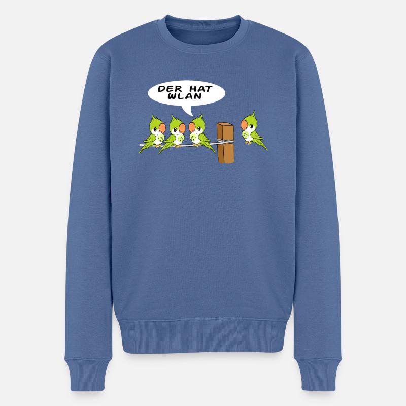 Lustiges Vögel Der Hat WLAN T-Shirt Internet WIFI - Männer Premium Bio Pullover - Taubenblau