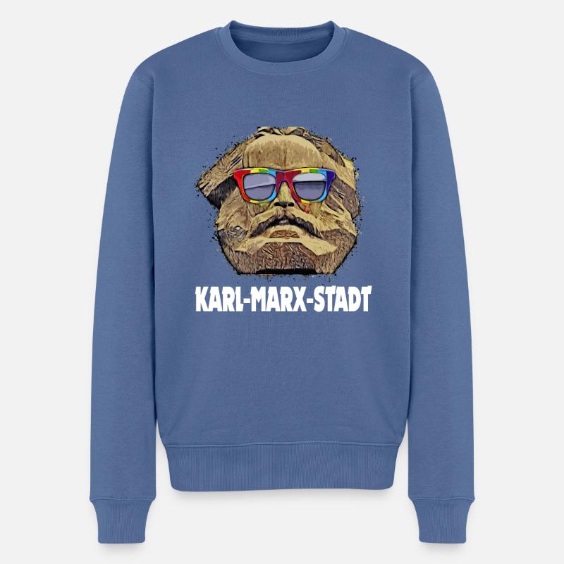 lustiges Chemnitz Karl Marx Stadt Nischel Geschenk - Männer Premium Bio Pullover - Taubenblau