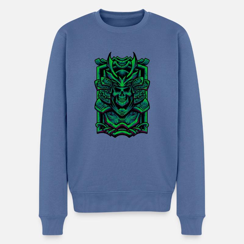 Skelett-Samurai - Männer Premium Bio Pullover - Taubenblau