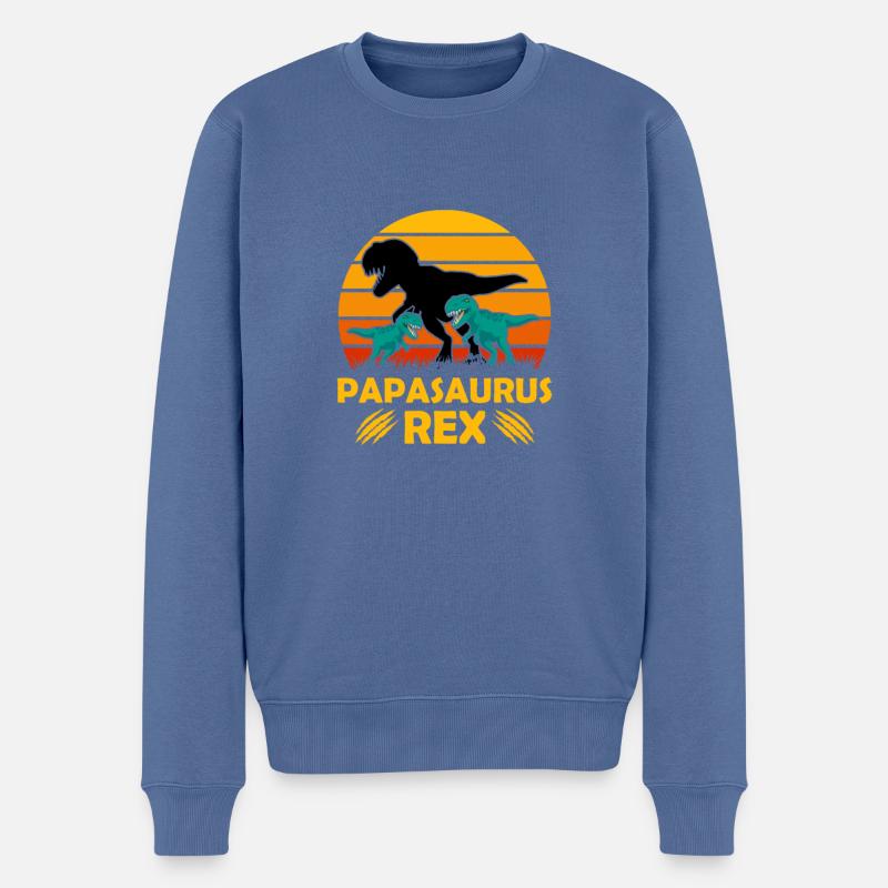 Drôle Papasaurus Rex Tshirt Dinosaure Hommes - Pull Premium bio Homme - bleu pigeon