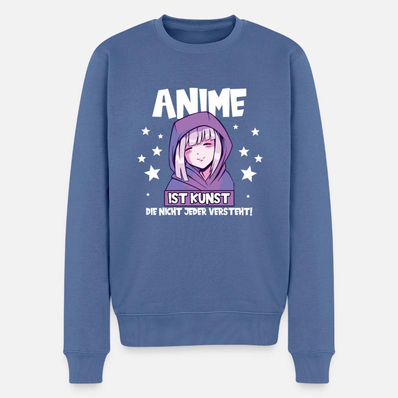 Anime Tshirt Herren Damen Japanisch Manga - Männer Premium Bio Pullover - Taubenblau