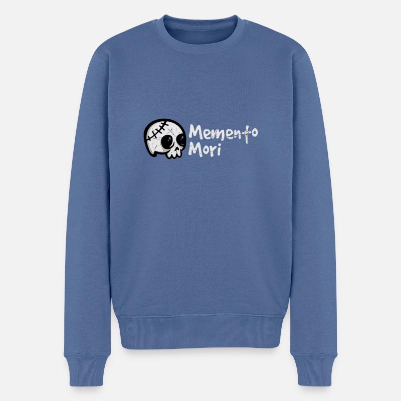 Memento Mori - Männer Premium Bio Pullover - Taubenblau