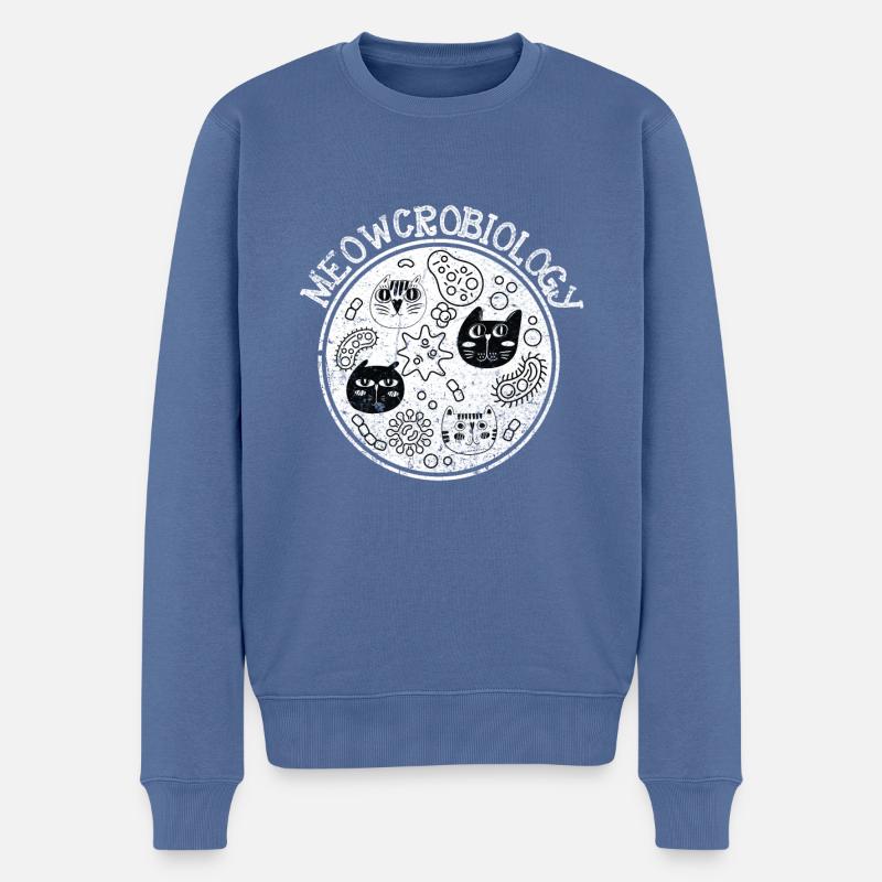 Chat de science microbiologie Meowcrobiologie - Pull Premium bio Homme - bleu pigeon