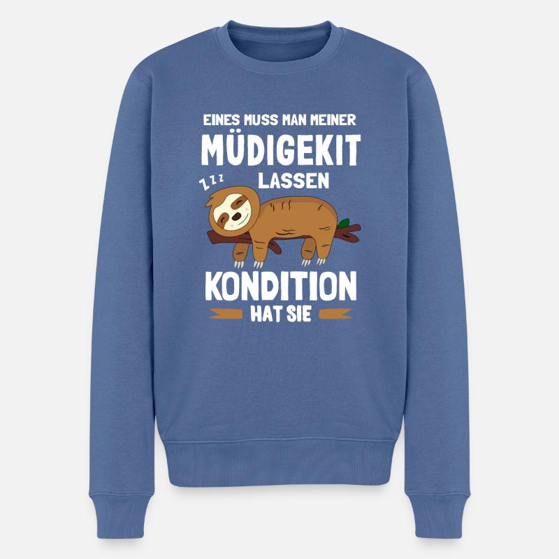 Faultier Müde Teenager Relax - Männer Premium Bio Pullover - Taubenblau