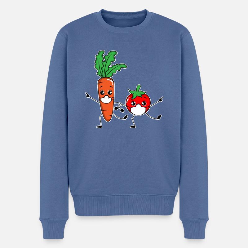Légumes dansants avec masque thé végétalien végétarien - Pull Premium bio Homme - bleu pigeon