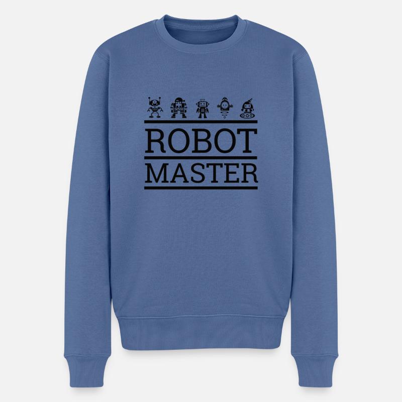 "Robot Master" | Roboter - Männer Premium Bio Pullover - Taubenblau