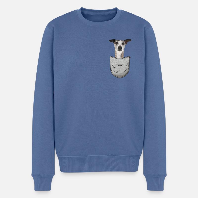 Whippet Kleiner Englischer Windhund Brust-Tasche - Männer Premium Bio Pullover - Taubenblau