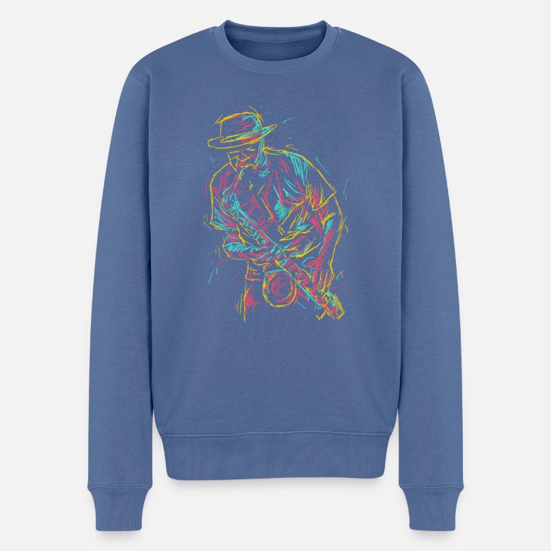 Idée cadeau pour saxophone saxophone - Pull Premium bio Homme - bleu pigeon
