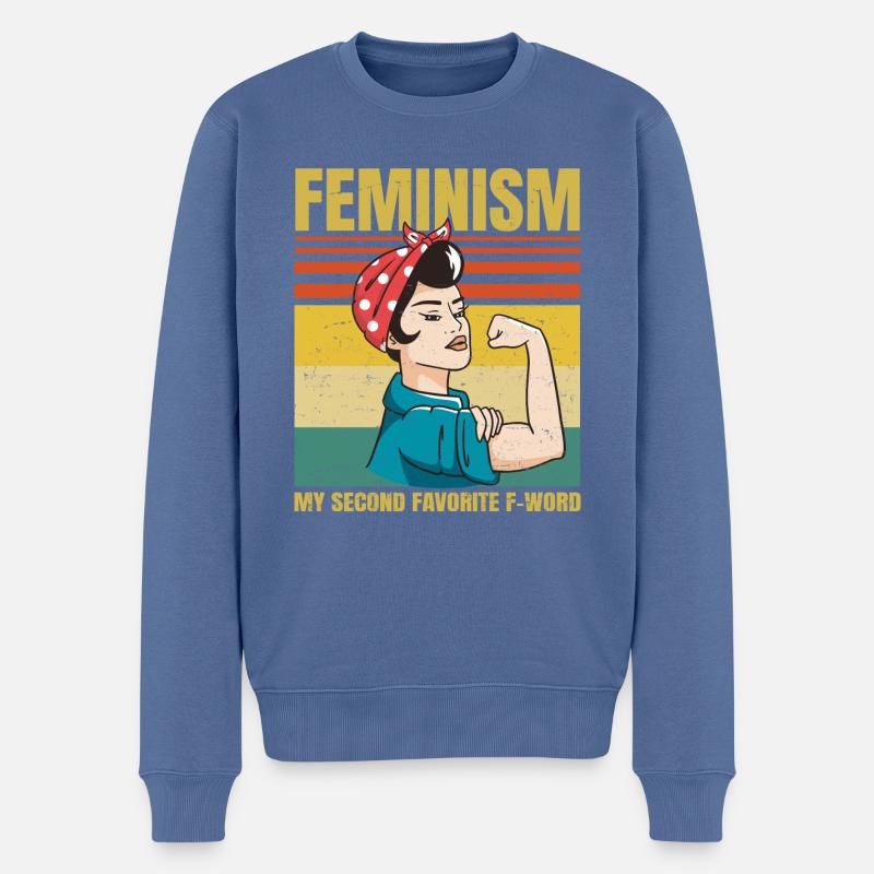Feminism Is My Second Favorite F Word Funny - Männer Premium Bio Pullover - Taubenblau