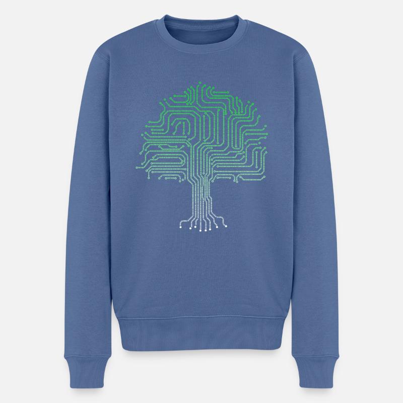 Binary tree computer nerd geek computer scientist - Men's Premium Organic Jumper - stone blue