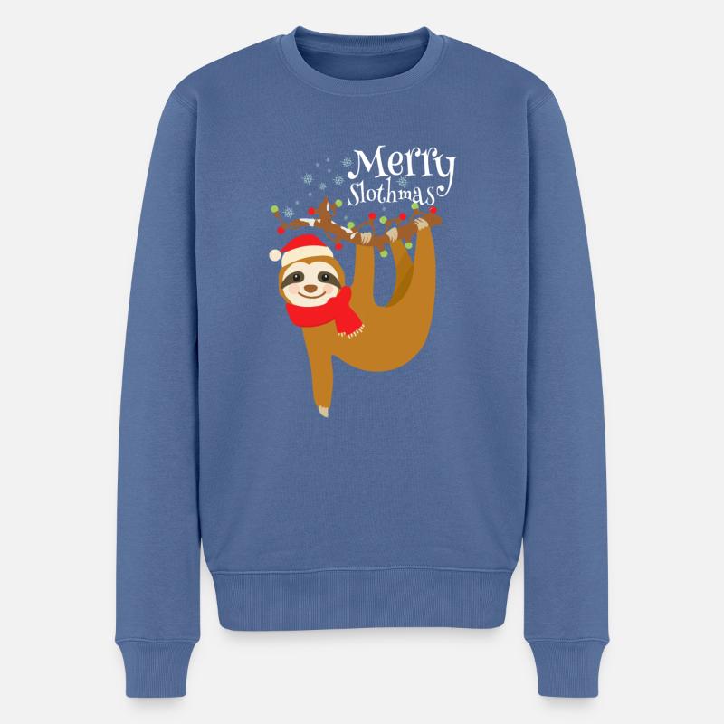 Merry Slothmas - Männer Premium Bio Pullover - Taubenblau
