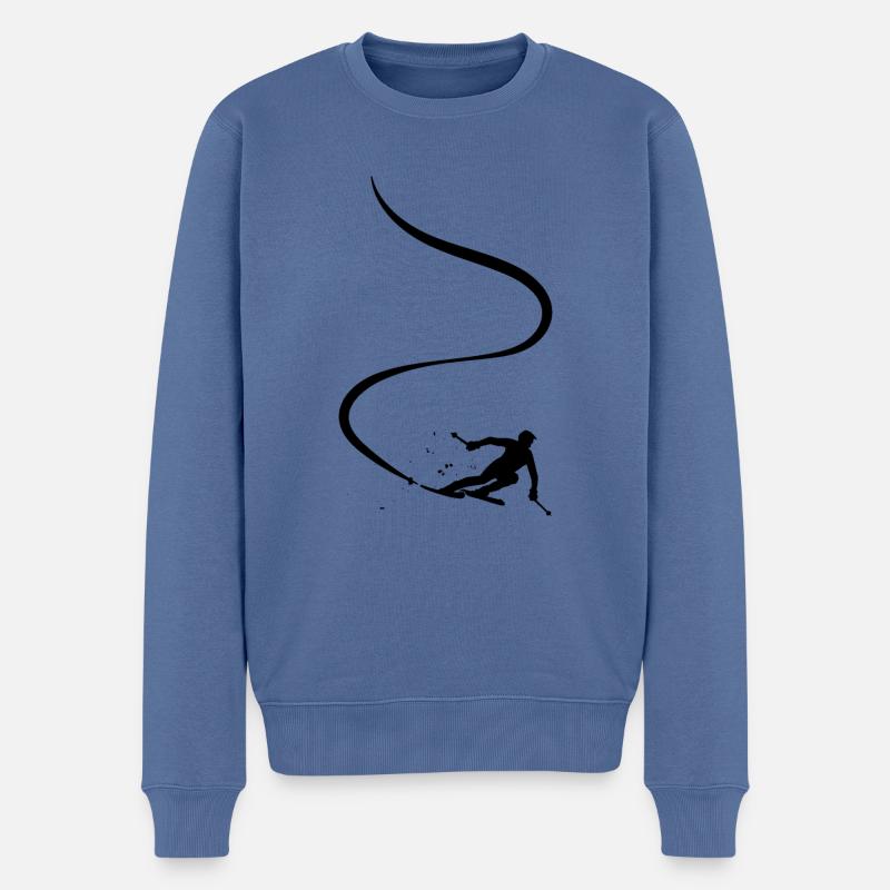 Sciatore Sci alpino Sci Sci Sciatore Sci - Maglione ecologico premium da uomo - grigio-azzurro
