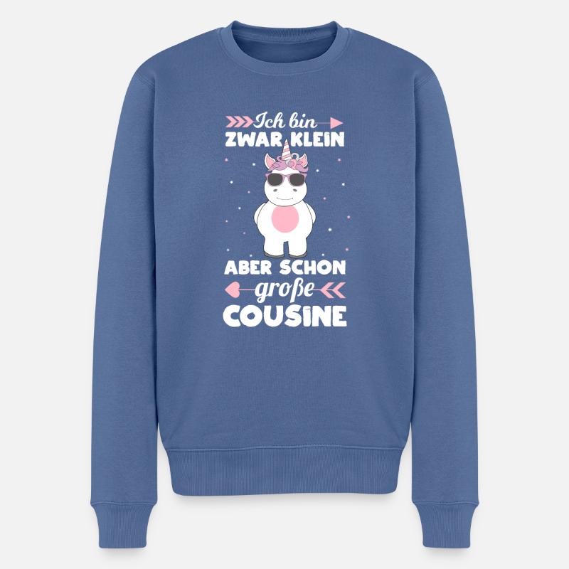 Große Cousine Einhorn - Männer Premium Bio Pullover - Taubenblau