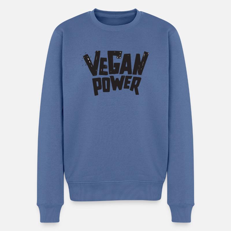 Veganer vegan Power - Männer Premium Bio Pullover - Taubenblau