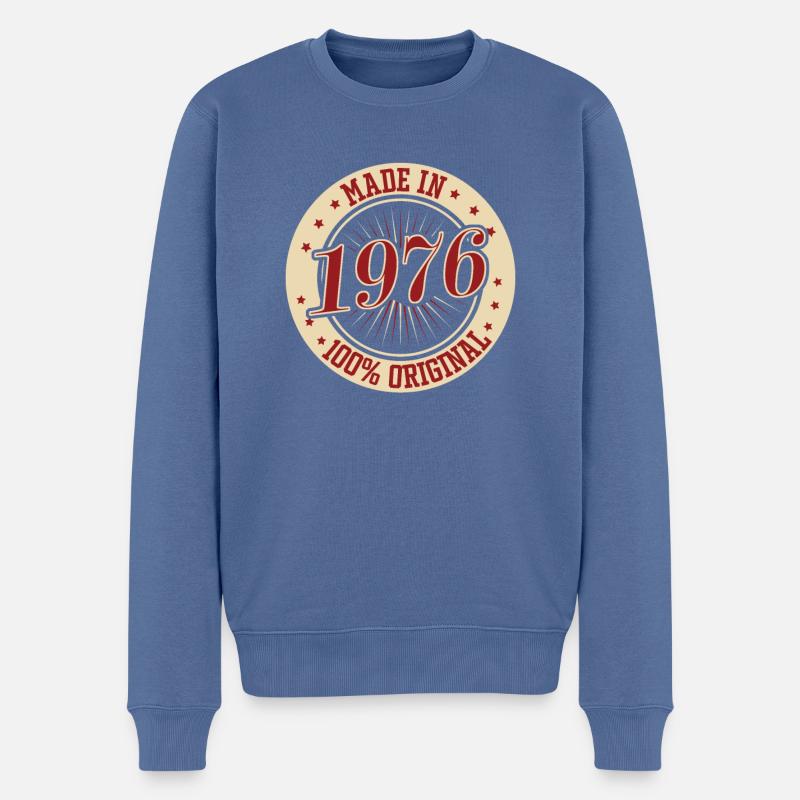 Idées cadeaux d’anniversaire 1976 - Pull Premium bio Homme - bleu pigeon