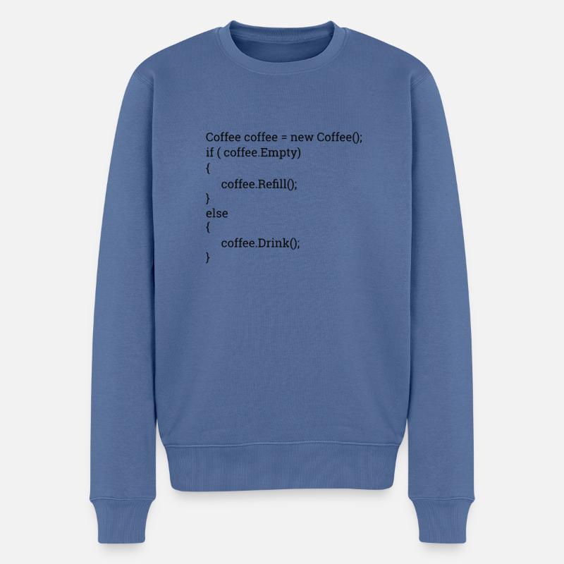 "Coffee and Code" | Programmers, programmers - Men's Premium Organic Jumper - stone blue