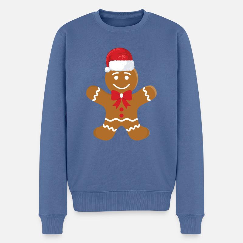 Lebkuchen Weihnachten Lebkuchenmann Gebäck Herz - Männer Premium Bio Pullover - Taubenblau