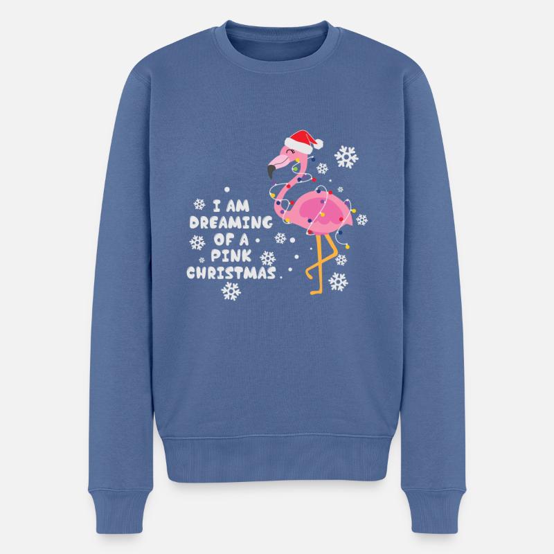 Flamingo Pink Christmas Santa Hat - Männer Premium Bio Pullover - Taubenblau