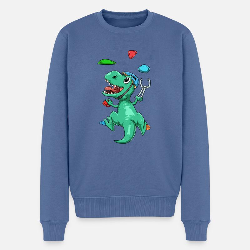 Lustiges T-Rex Bouldern und Klettern Geschenk - Männer Premium Bio Pullover - Taubenblau