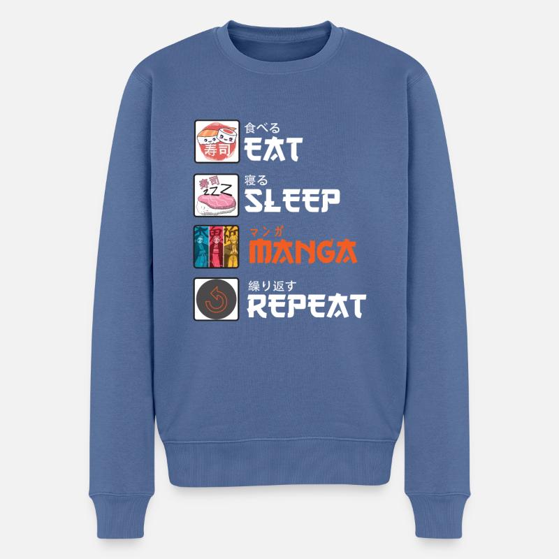 eat sleep manga repeat - Männer Premium Bio Pullover - Taubenblau