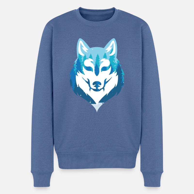 Hund Wölfe Rudel Tiere Wald Märchen Jäger - Männer Premium Bio Pullover - Taubenblau