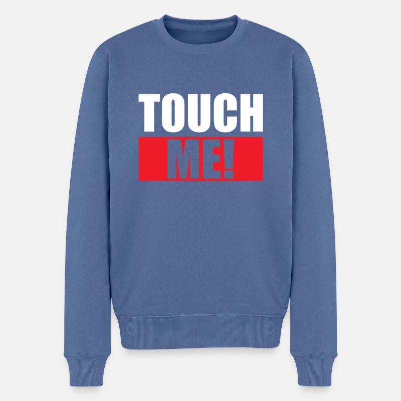 Touch Me ! - Pull Premium bio Homme - bleu pigeon
