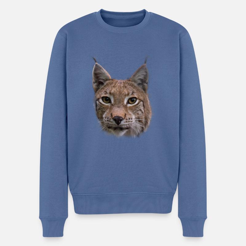 Luchs Design Luchse Wildkatzen Geschenk - Männer Premium Bio Pullover - Taubenblau