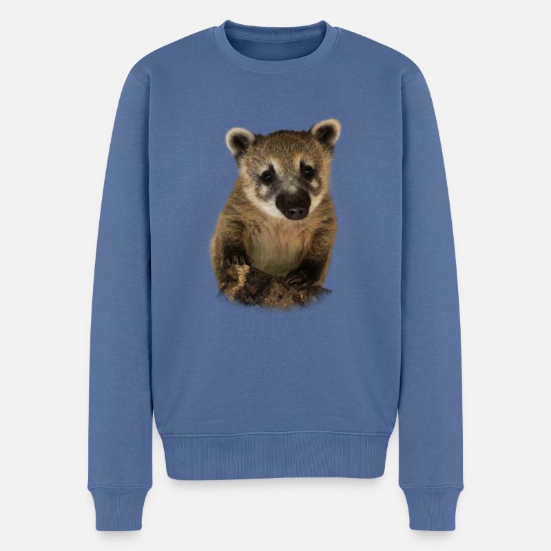 Nasenbär Rüsselbär Illustration Design Geschenk - Männer Premium Bio Pullover - Taubenblau