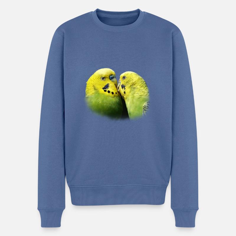 Perruches baiser oiseau design cadeau - Pull Premium bio Homme - bleu pigeon