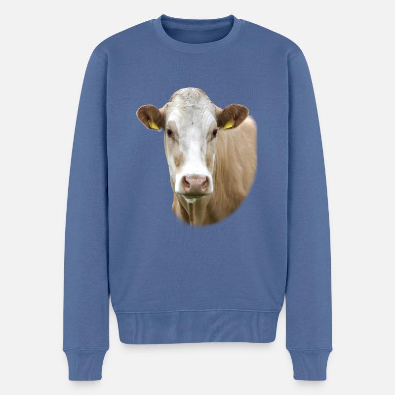Cow. Kuh. - Männer Premium Bio Pullover - Taubenblau