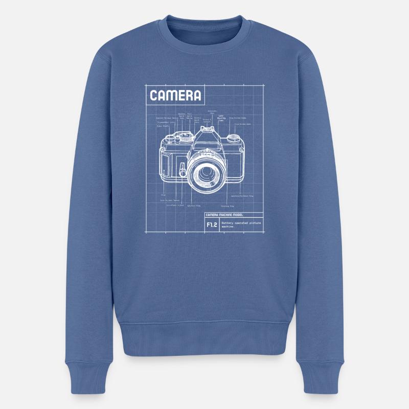 Kamera auf Blueprint - Männer Premium Bio Pullover - Taubenblau