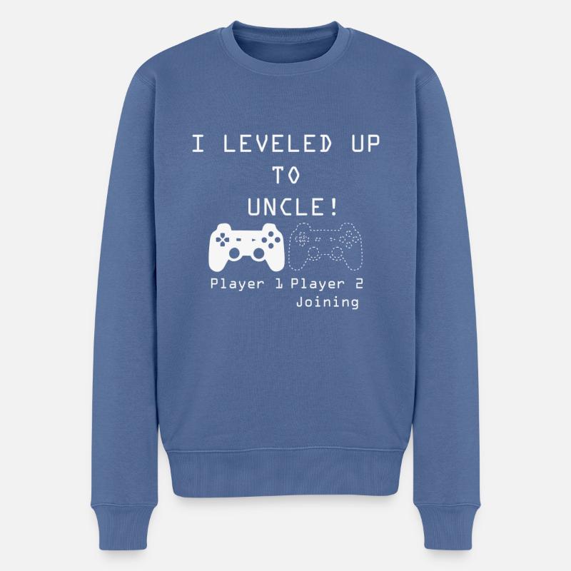 I Leveled up to Uncle - Männer Premium Bio Pullover - Taubenblau