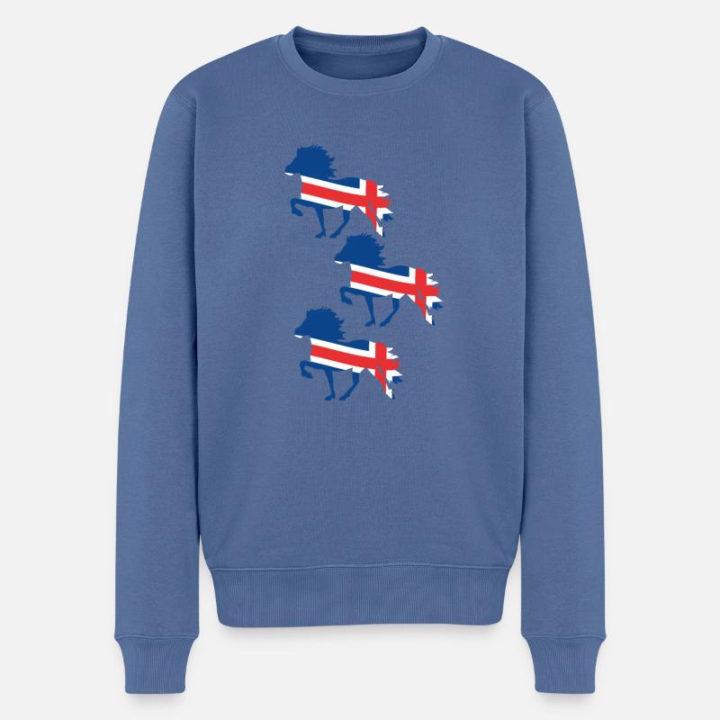 Islandpferd Flagge - Männer Premium Bio Pullover - Taubenblau