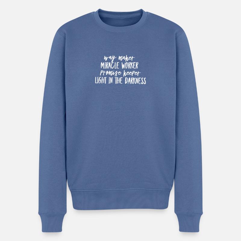 Waymaker Christliche T-Shirts Christliche Geschenk - Männer Premium Bio Pullover - Taubenblau