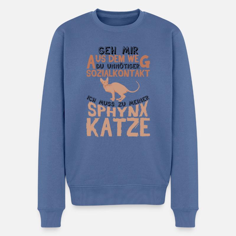 Sphynx Katze Unnötiger Sozialkontakt - Männer Premium Bio Pullover - Taubenblau