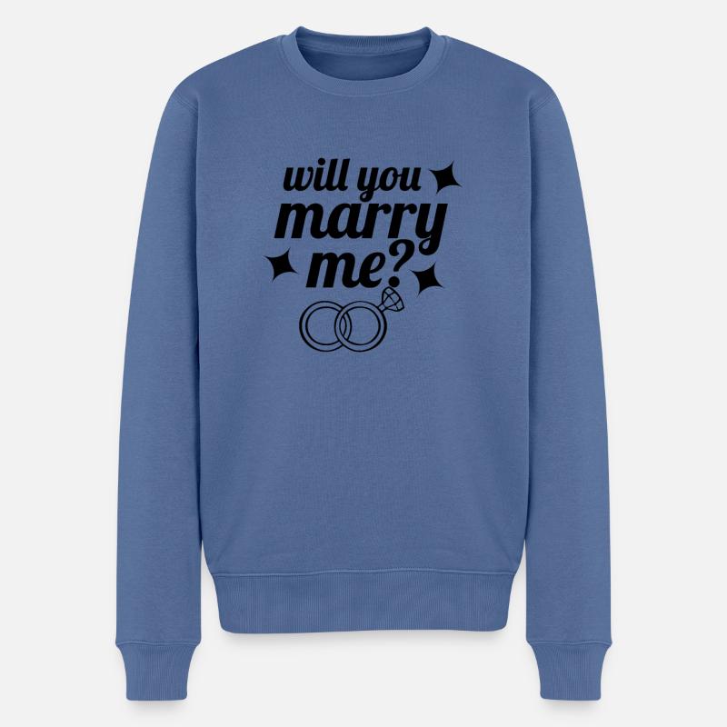 Demande en mariage Fiançailles | Demande de mariage - Pull Premium bio Homme - bleu pigeon