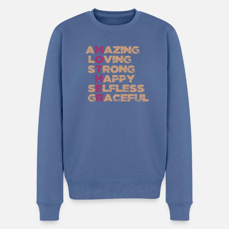 AMAZING LOVING STRONG HAPPY SELFLESS GRACEFUL - Pull Premium bio Homme - bleu pigeon
