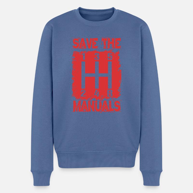SAVE THE MANUALS Auto mécanicien équipe - Pull Premium bio Homme - bleu pigeon