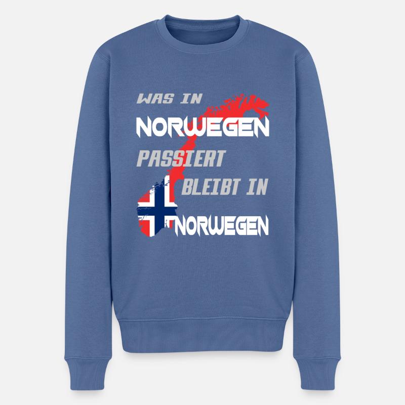 NORWEGEN ANGELN - Männer Premium Bio Pullover - Taubenblau