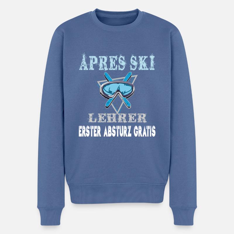 APRES SKI LEHRER -Lustiger Spruch - Männer Premium Bio Pullover - Taubenblau
