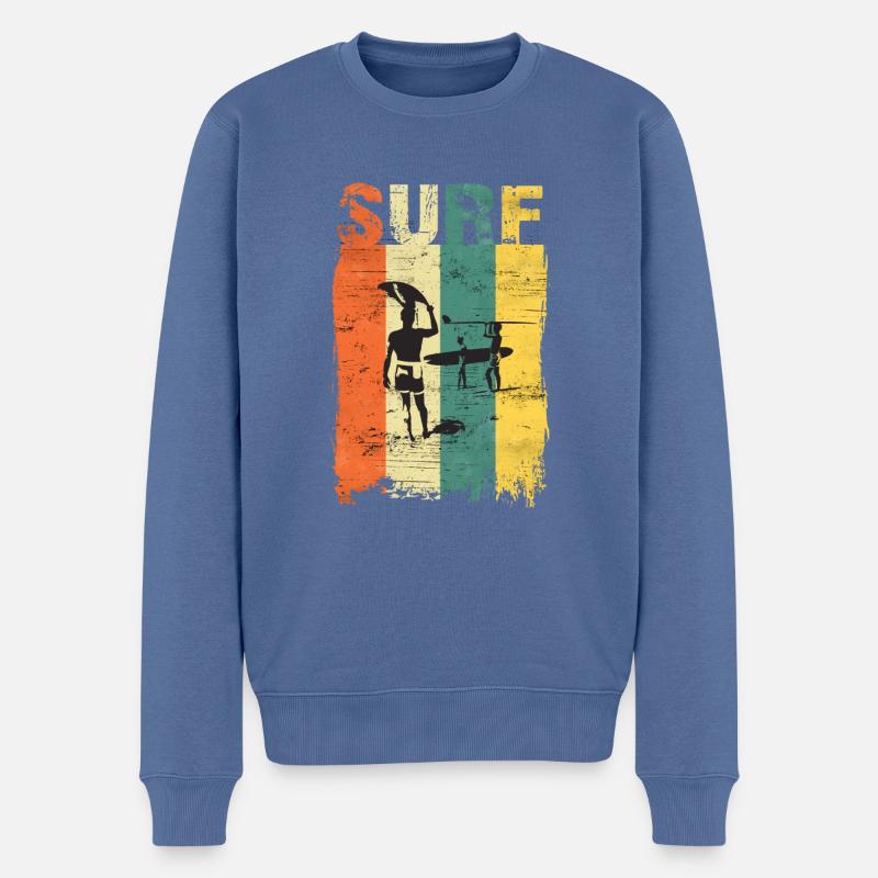 Surf, Surf, Surf, Surf, Surf, Surf - Pull Premium bio Homme - bleu pigeon