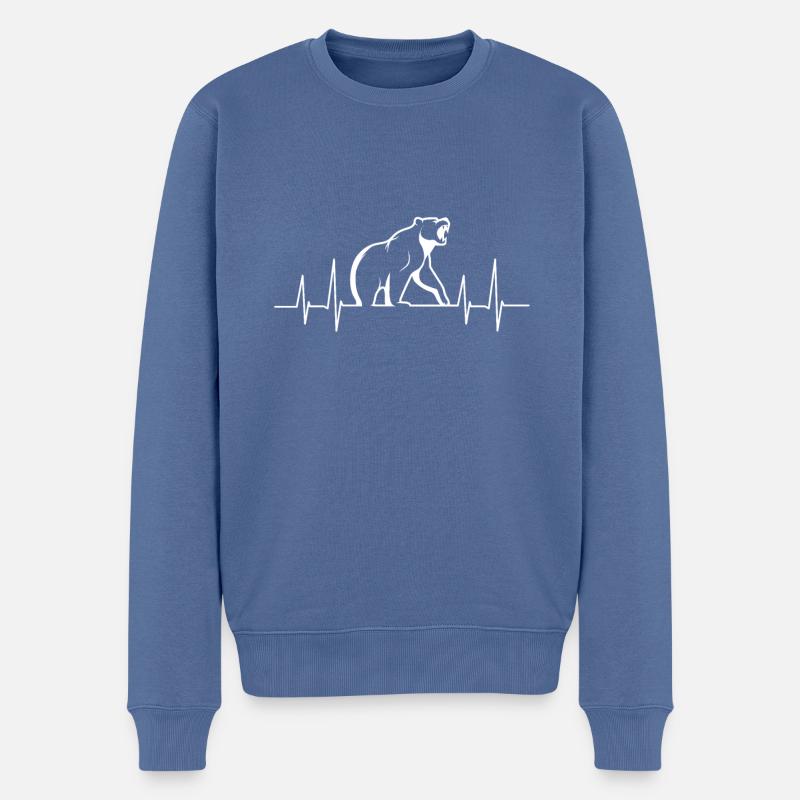 Brüllender Bär Herzschlag - Männer Premium Bio Pullover - Taubenblau