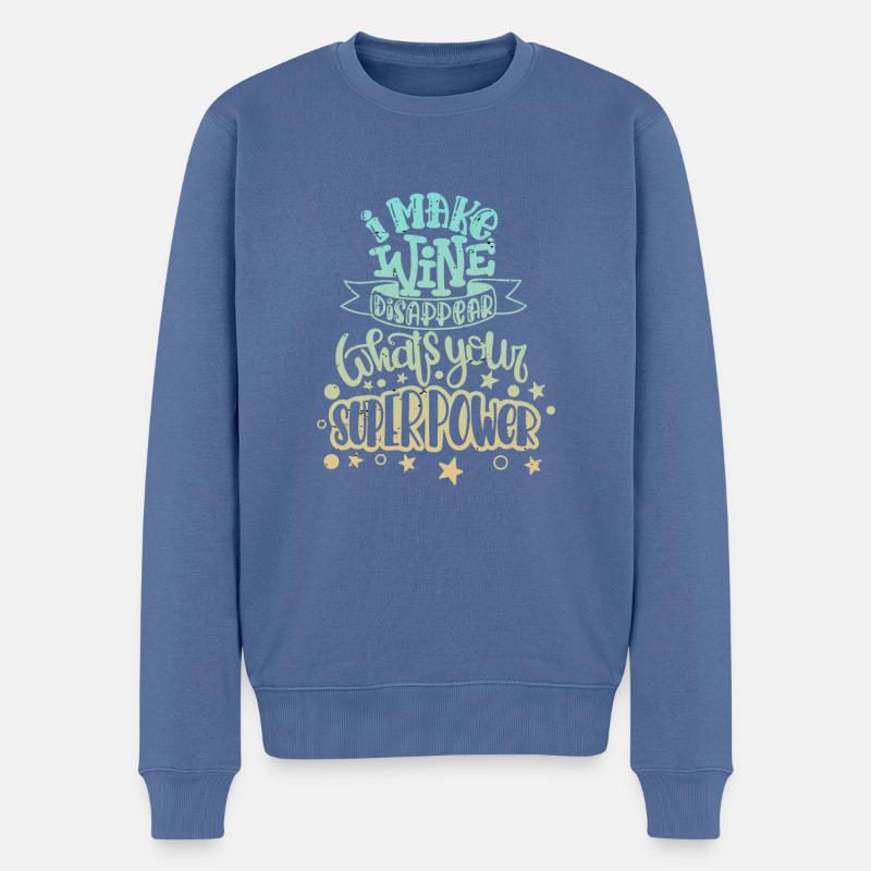 Faire disparaître le vin - Pull Premium bio Homme - bleu pigeon