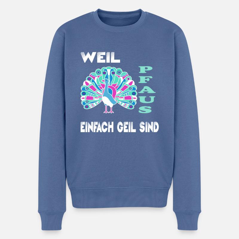 Pfau Pfaus Pfauen - Männer Premium Bio Pullover - Taubenblau
