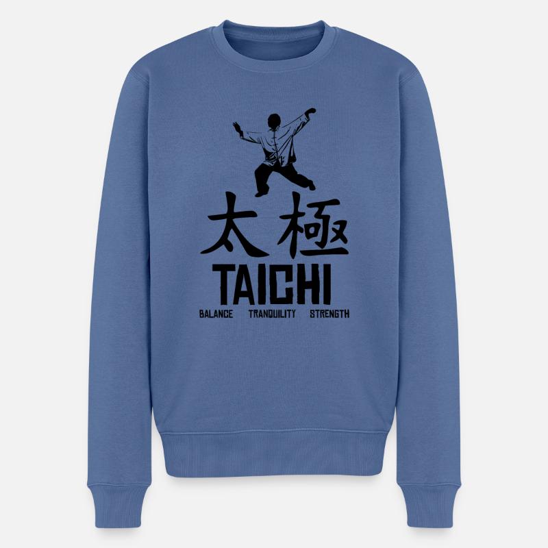 TaiChi Balance Tranquility Strength Kampfkunst - Männer Premium Bio Pullover - Taubenblau