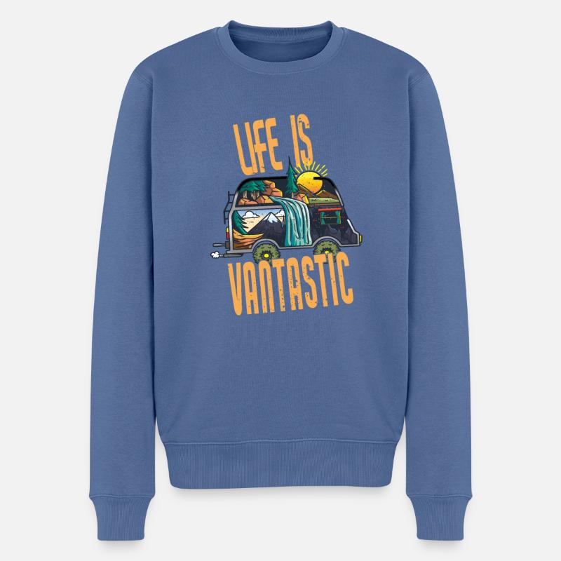 Life Is Vantastic Camper - Männer Premium Bio Pullover - Taubenblau